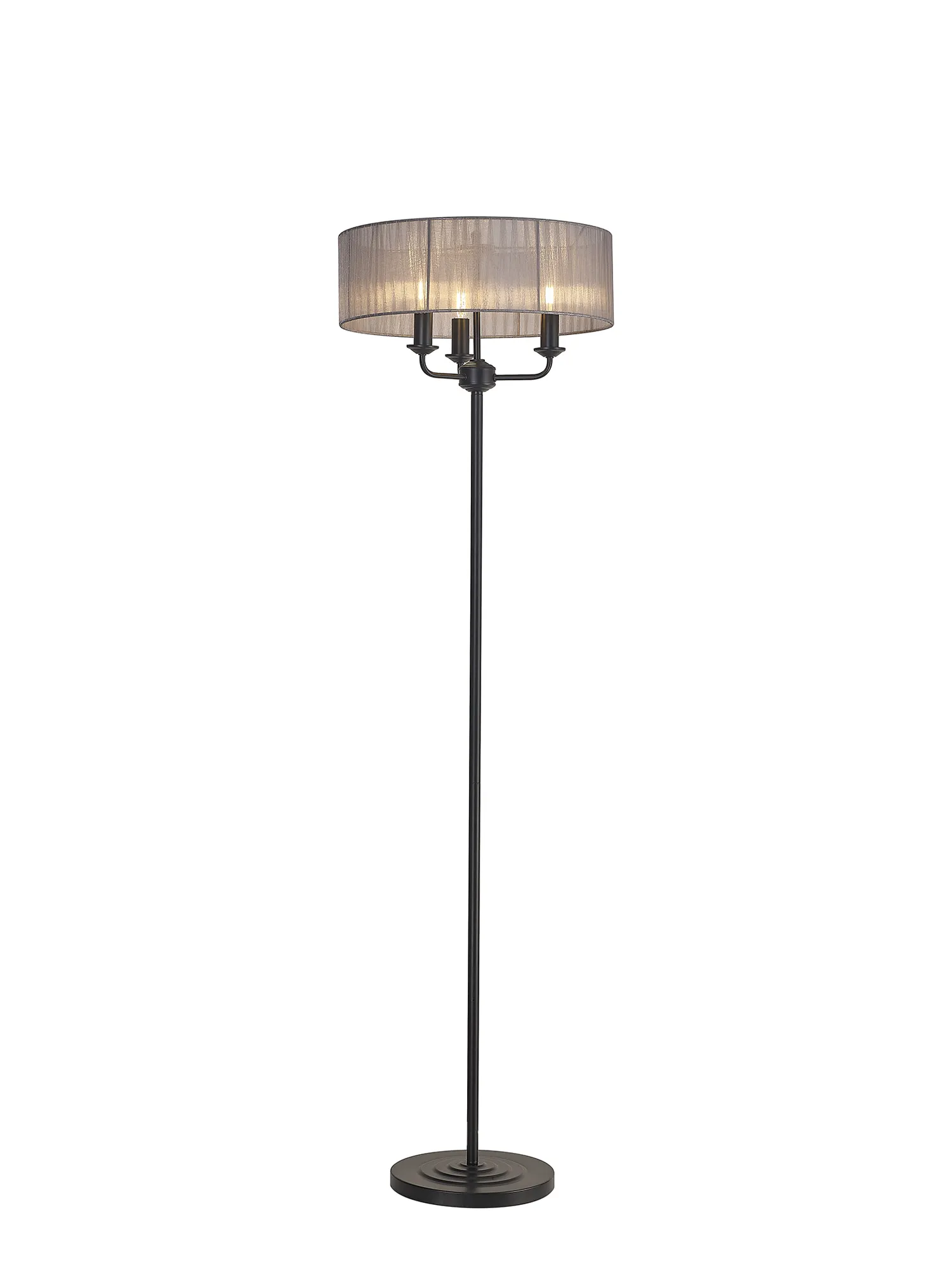 Banyan 45cm 3 Light Floor Lamp Matt Black, Grey DK1062  Deco Banyan MB GR